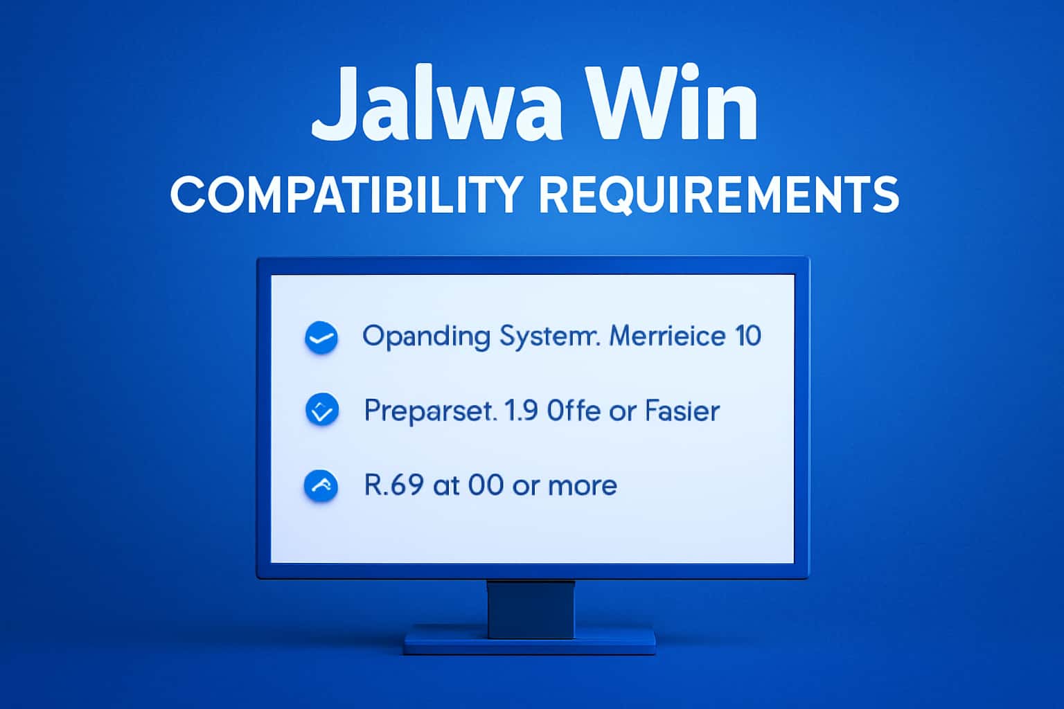 Informational scene depicting Jalwa Win Compatibility Requirements.