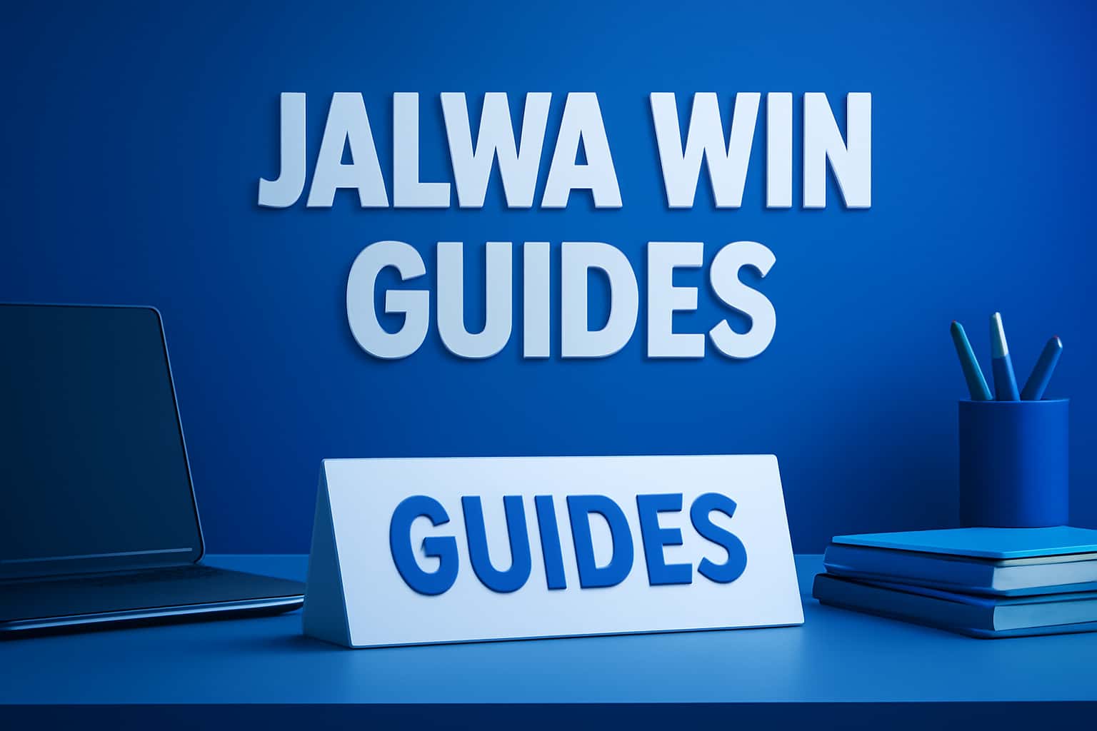 Informational scene showcasing Jalwa Win Guides with a high-tech design.