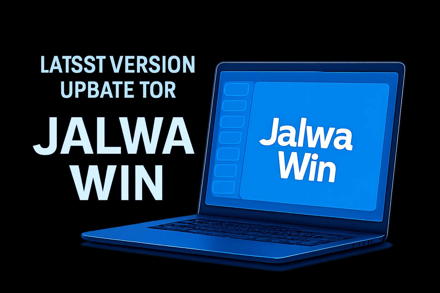 Informative scene about the latest version update for Jalwa Win featuring the app's name.