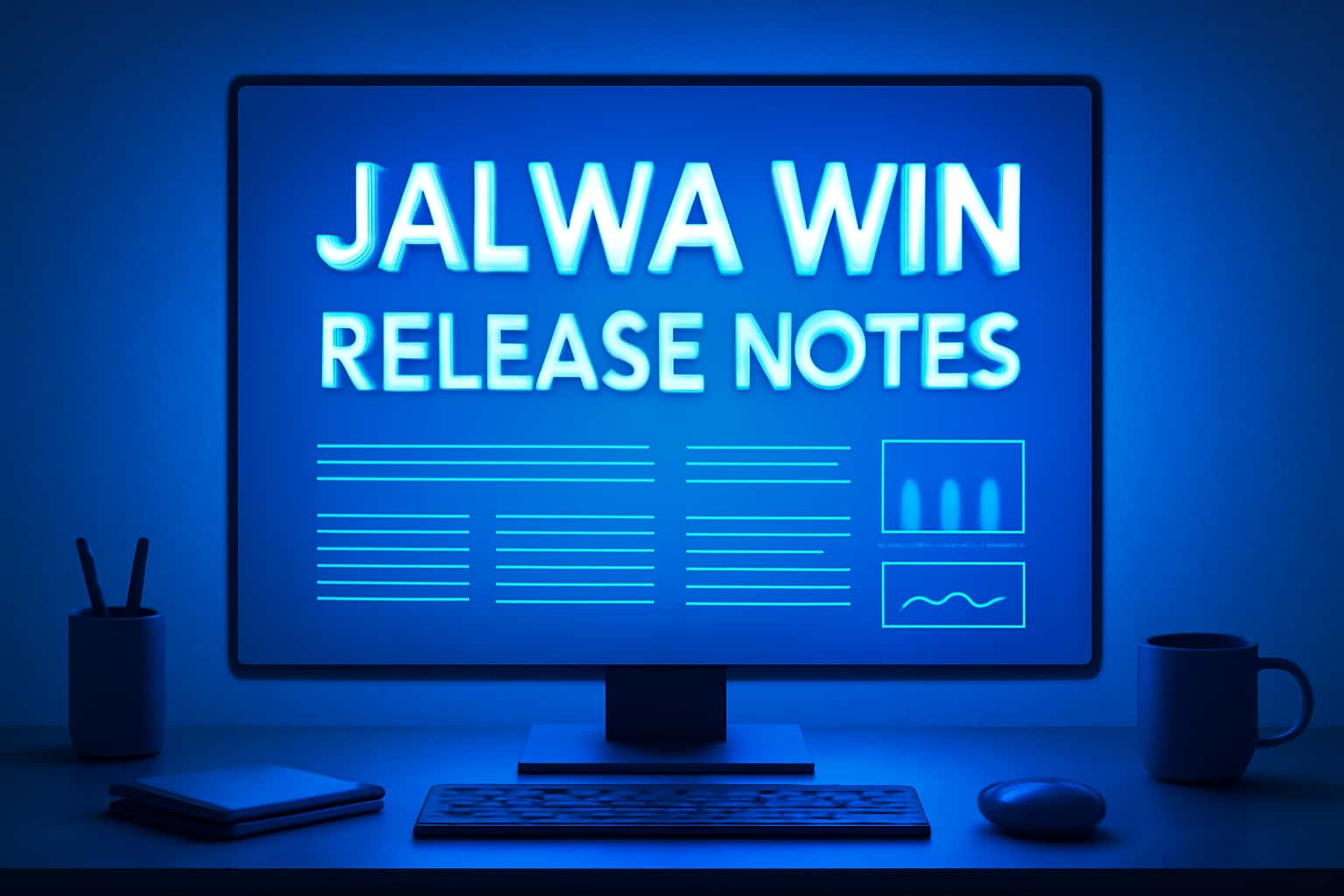 An informative scene showcasing the Jalwa Win Release Notes with clear text.