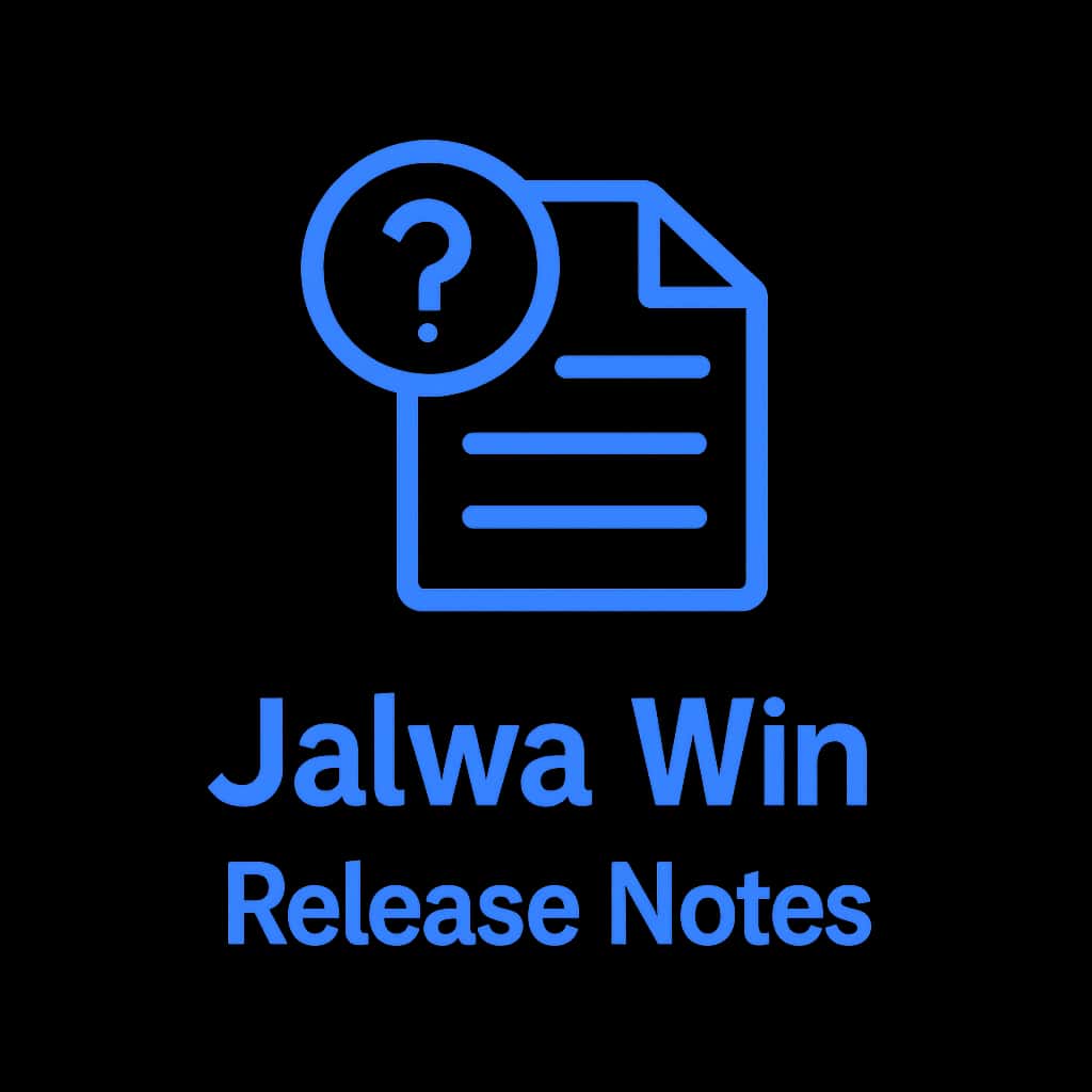 A badge representing the Jalwa Win Release Notes clearly.