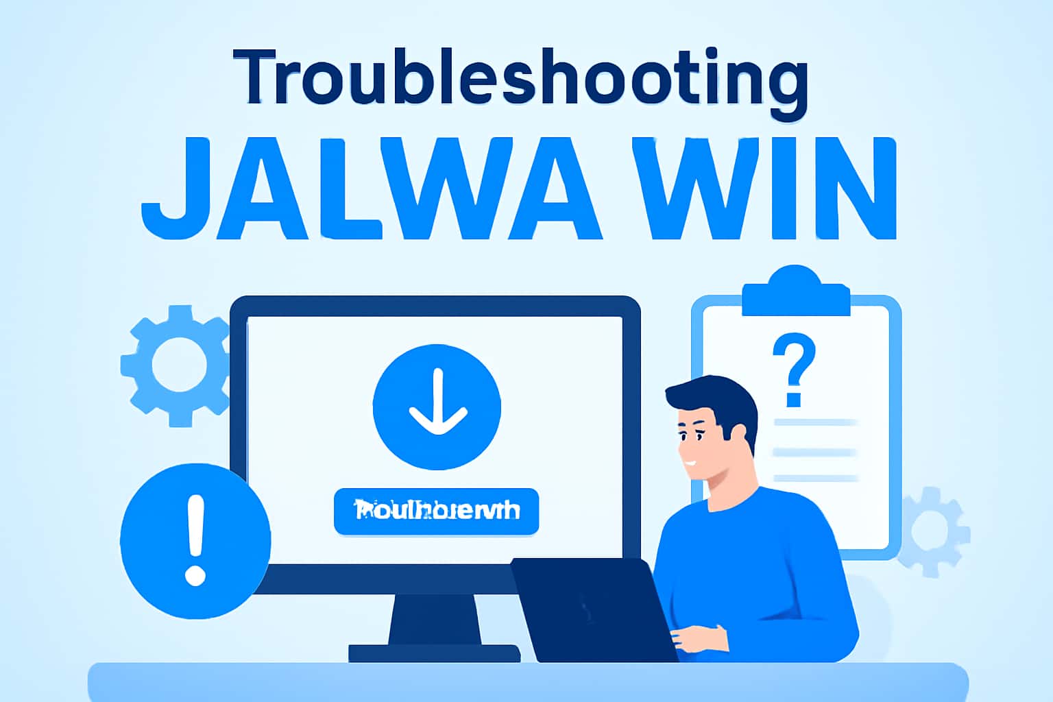 Informative scene illustrating troubleshooting Jalwa Win downloading process.